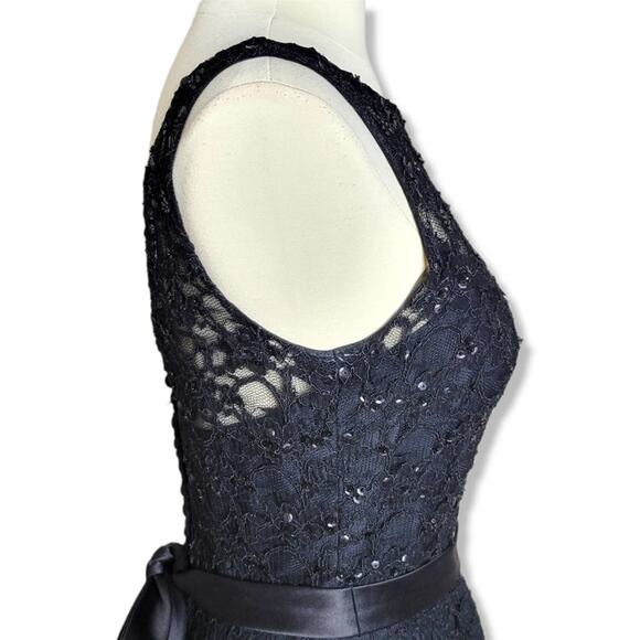 Mori Lee Lace Sequin Button Back Dress in Black Size 8 - Picture 10 of 15